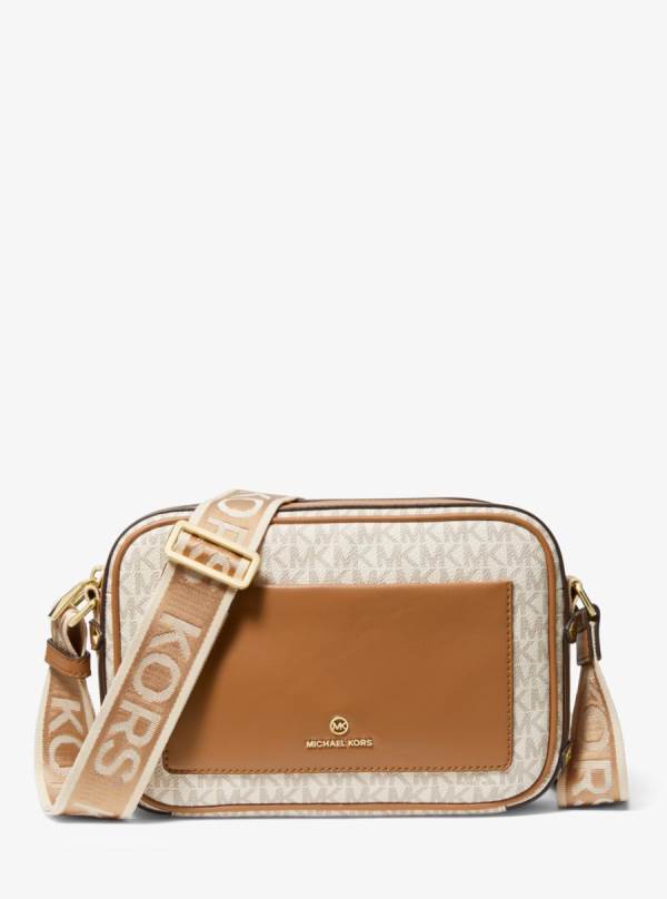 Damske Spojková Taška Michael Kors Maeve Large Logo and Faux Leather Hnedožltý Hnede - Kabelky Michael Kors Nejlevnejsi | YGDKE-1253